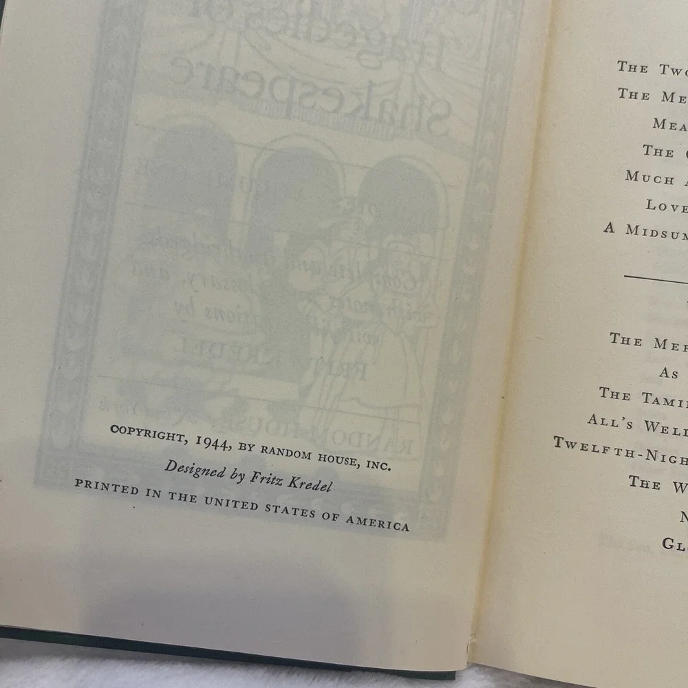 1944 The Comedies of William‎ Shakespeare Vintage Hardcover Book Antique